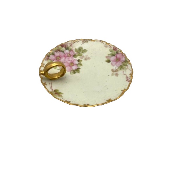 GP Other - GP Handled Plate with Pink Floral Design and Gold Trim Japan Used